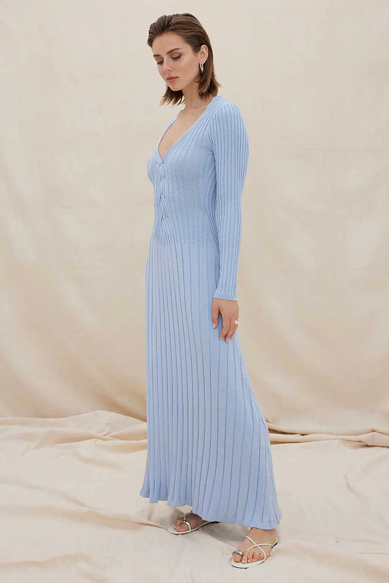 SOVERE / STUDIO - LACED LONG SLEEVE MIDI DRESS (DAWN BLUE)