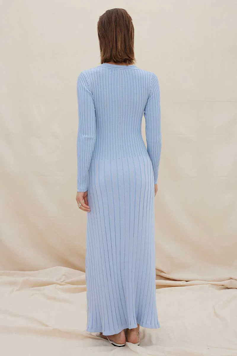 SOVERE / STUDIO - LACED LONG SLEEVE MIDI DRESS (DAWN BLUE)