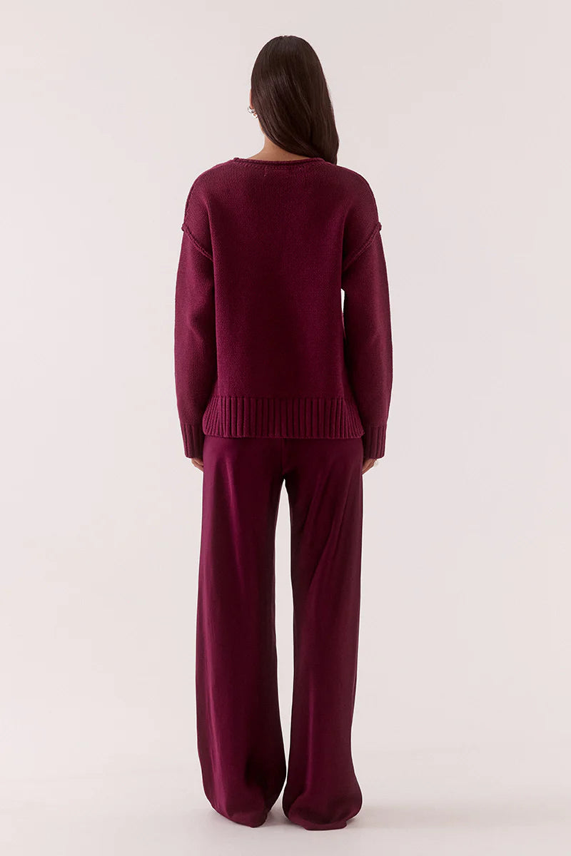 Elysian Collective Sovere Studio Lane Plunge Sweater Blackberry