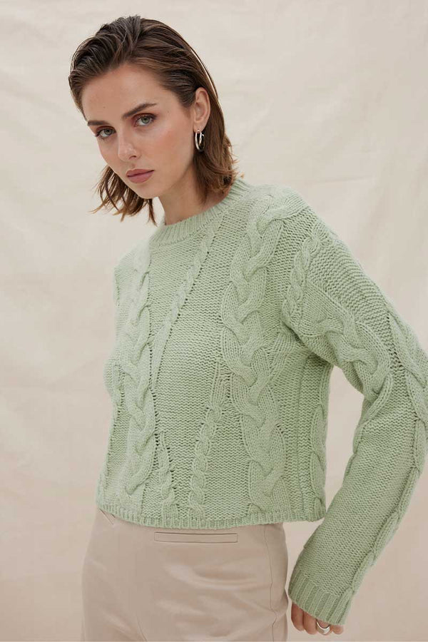 Elysian Collective Sovere Studio Linked Cable Sweater Artichoke