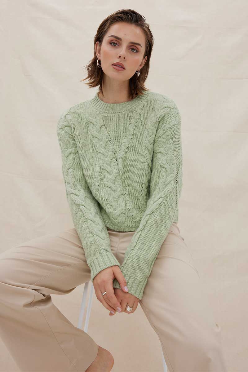 Elysian Collective Sovere Studio Linked Cable Sweater Artichoke