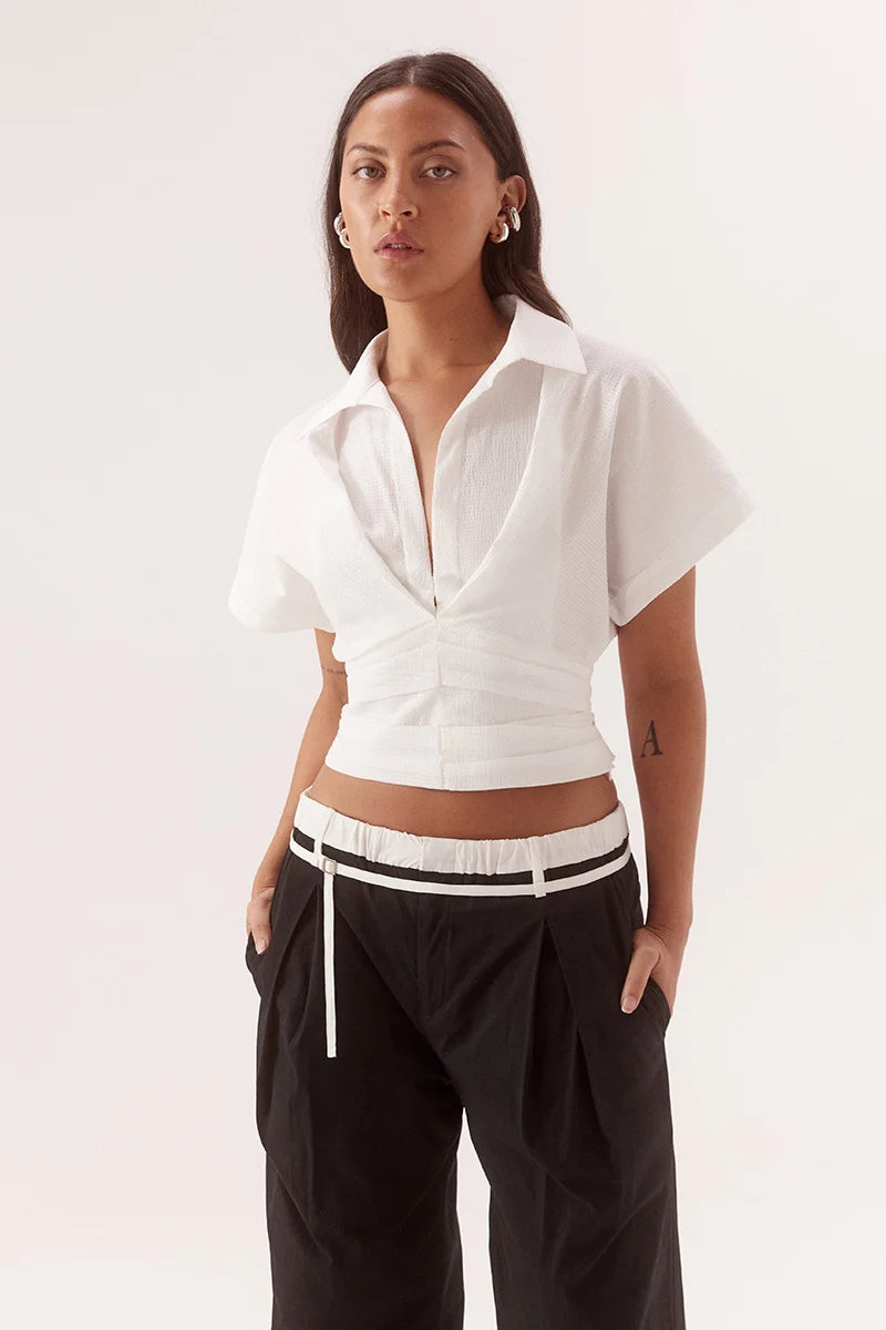 Elysian Collective Sovere Studio Lyla Crop Shirt White