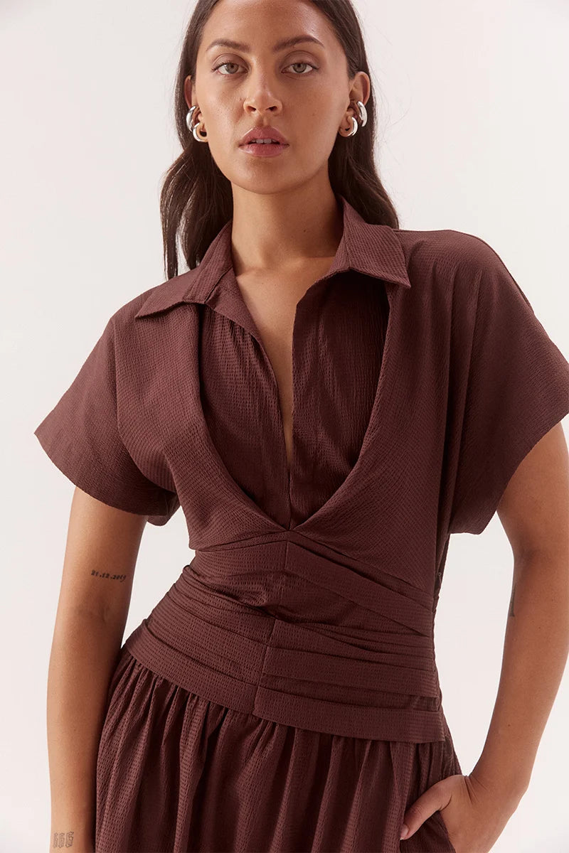 Elysian Collective Sovere Studio Lyra Dress Chocolate