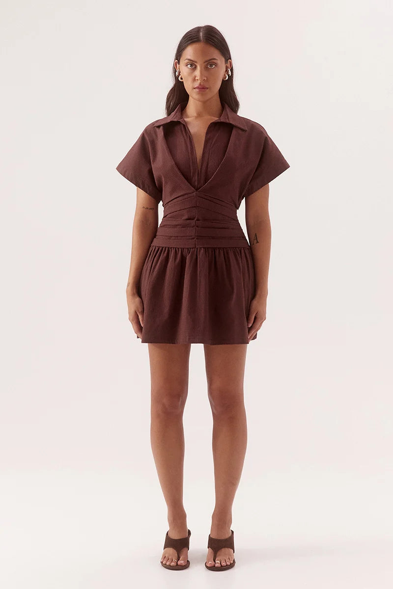Elysian Collective Sovere Studio Lyra Mini Dress Chocolate