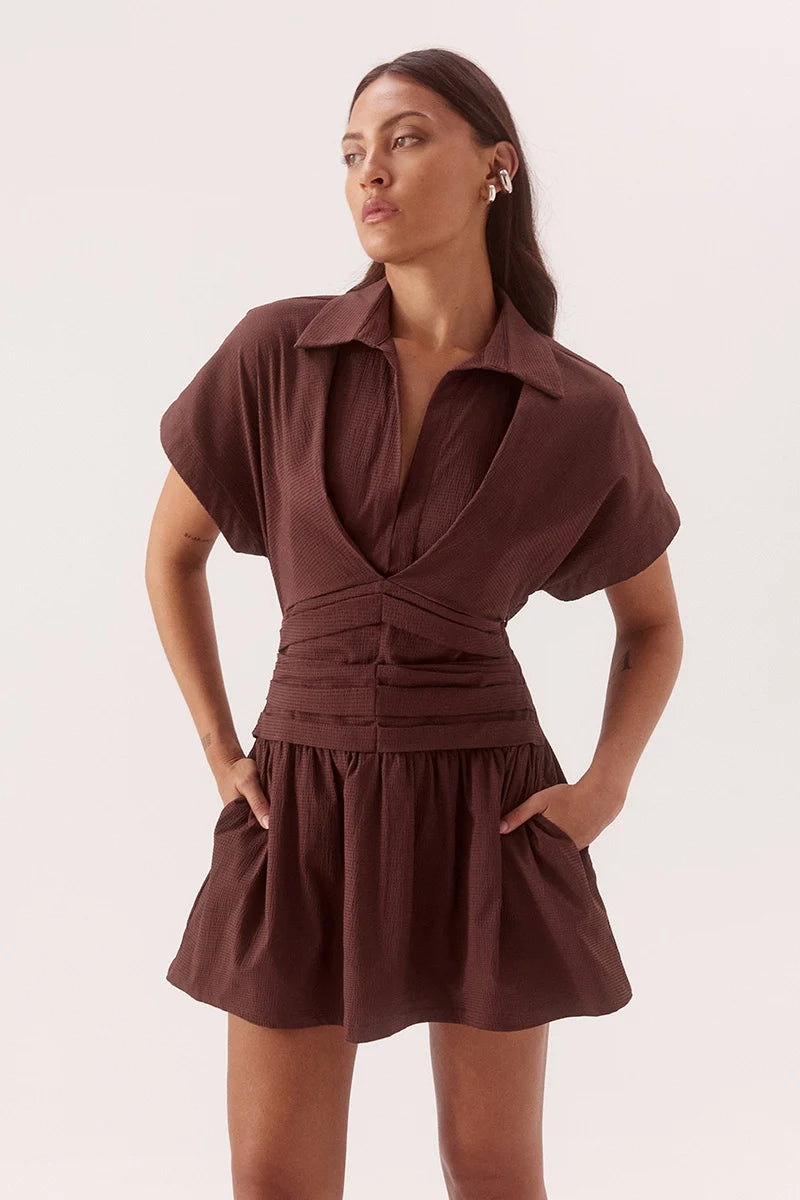 Elysian Collective Sovere Studio Lyra Mini Dress Chocolate