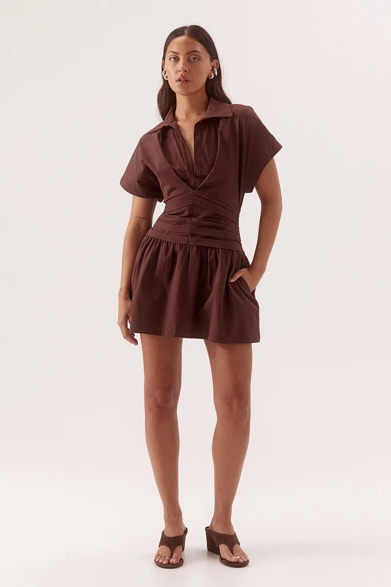 Elysian Collective Sovere Studio Lyra Mini Dress Chocolate