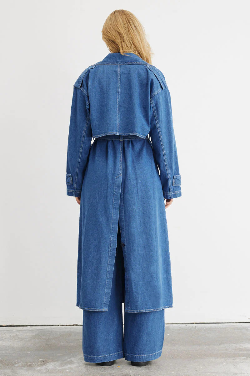 Elysian Collective Sovere Studio Multi Wear Denim Trench Mid Blue