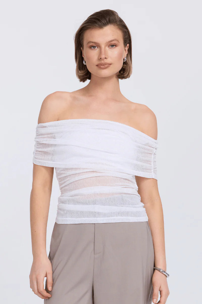 Elysian Collective Sovere Studio Rise Mesh Sleeveless Top Chalk