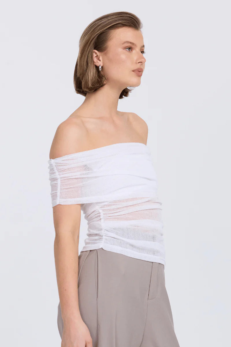 Elysian Collective Sovere Studio Rise Mesh Sleeveless Top Chalk