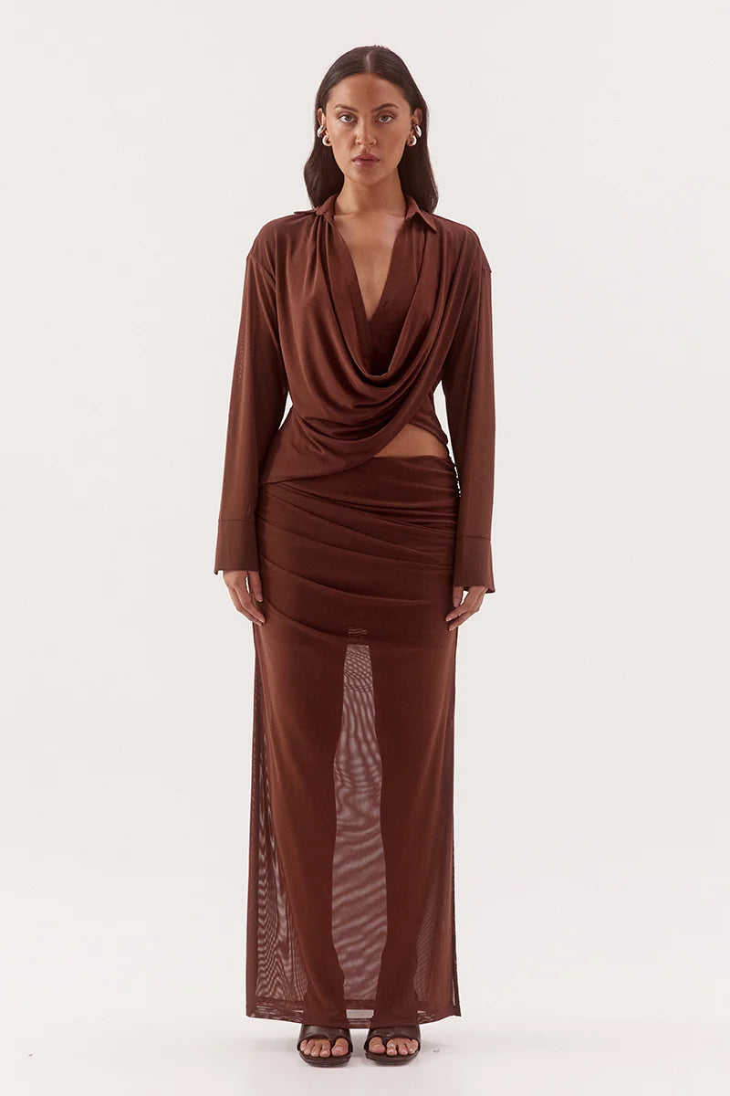 SOVERE STUDIO - SELEN SKIRT (MOCHA)