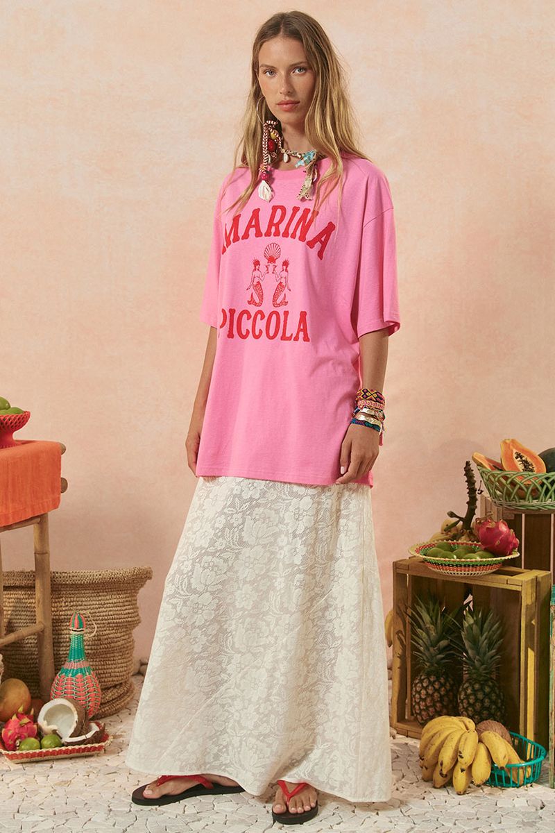 Elysian Collective Spell And The Gypsy Collective Marina Piccola Oversized Biker Tee Cosmos Pink
