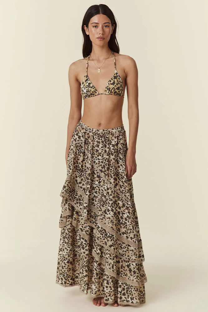 Elysian Collective Spell And The Gypsy Collective Belle Mare Ruffle Maxi Skirt Pepper