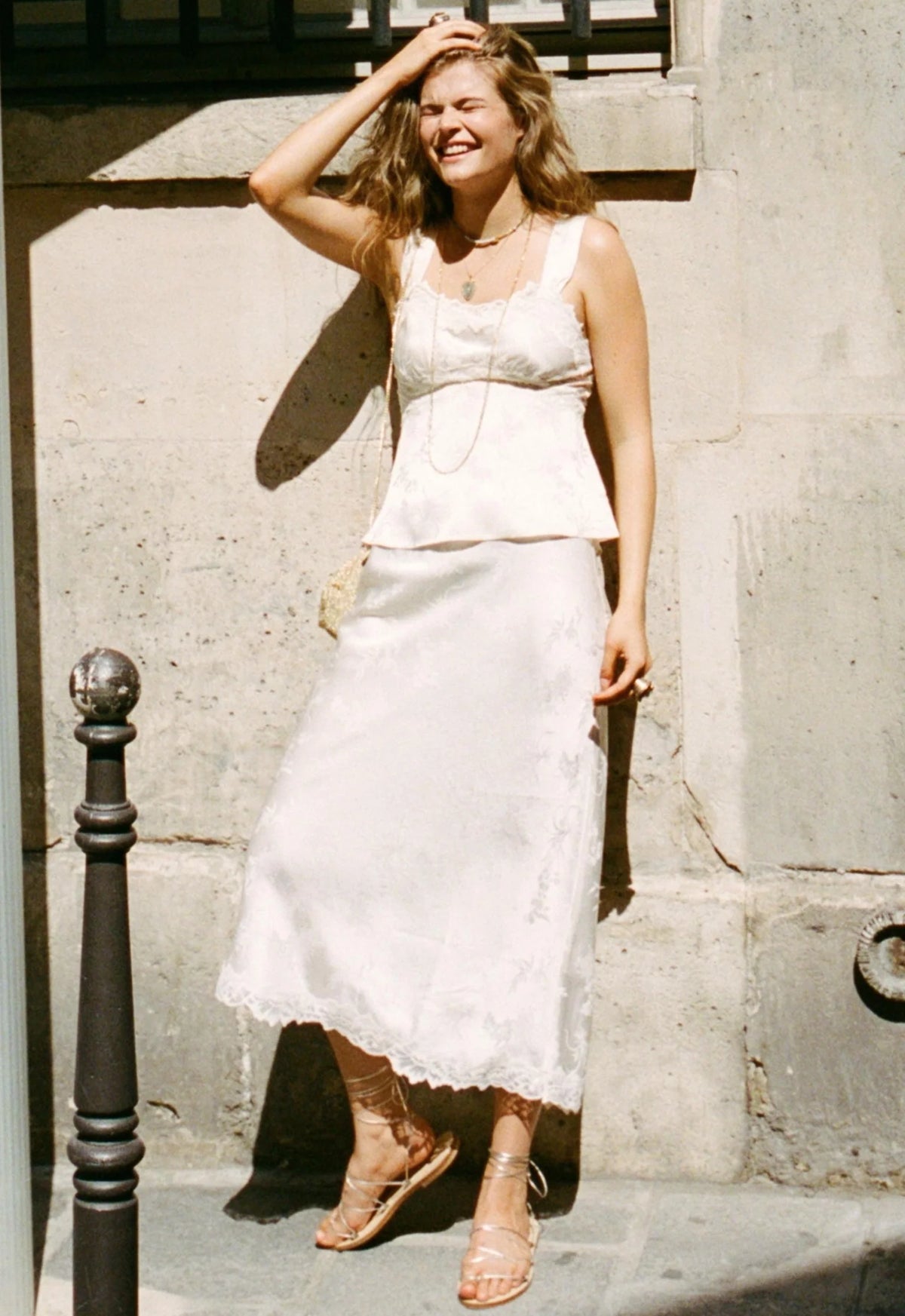 Elysian Collective Spell Dubois Lace Midi Skirt Pearl