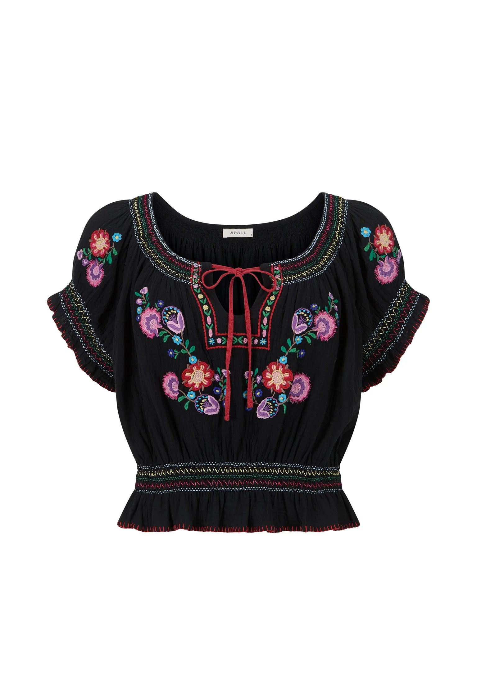 Elysian Collective Spell Feliz Crop Blouse Woodland Black