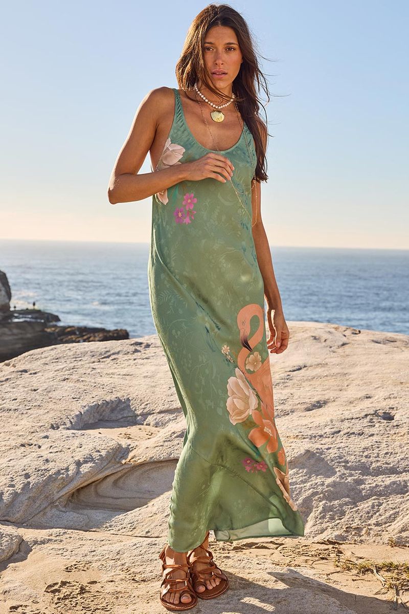 Elysian Collective Spell Floridian Bias Dress Sage