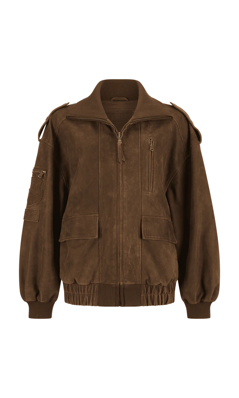 Elysian Collective Spell Fontaine Leather Bomber Vintage Brown