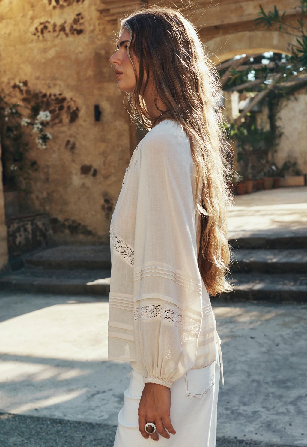 Elysian Collective Spell Hera Lace Blouse Macadamia