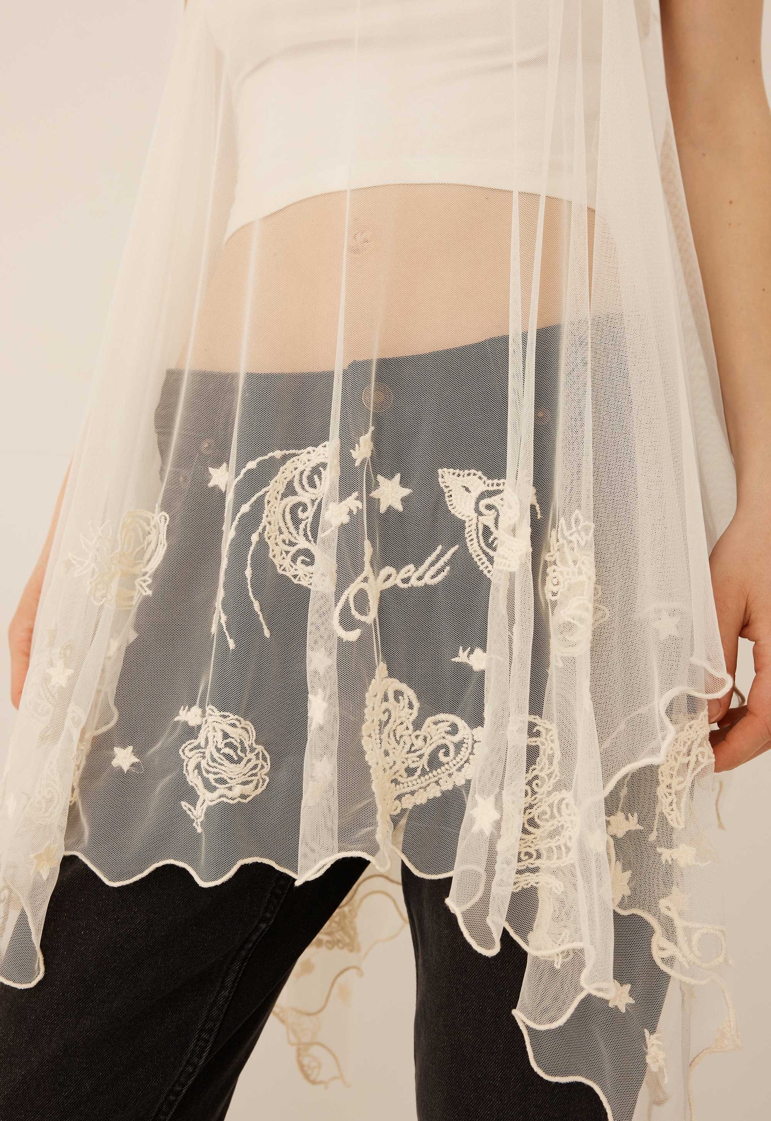 Elysian Collective Spell Mooncharm Mesh Hankie Cami Vintage Cream
