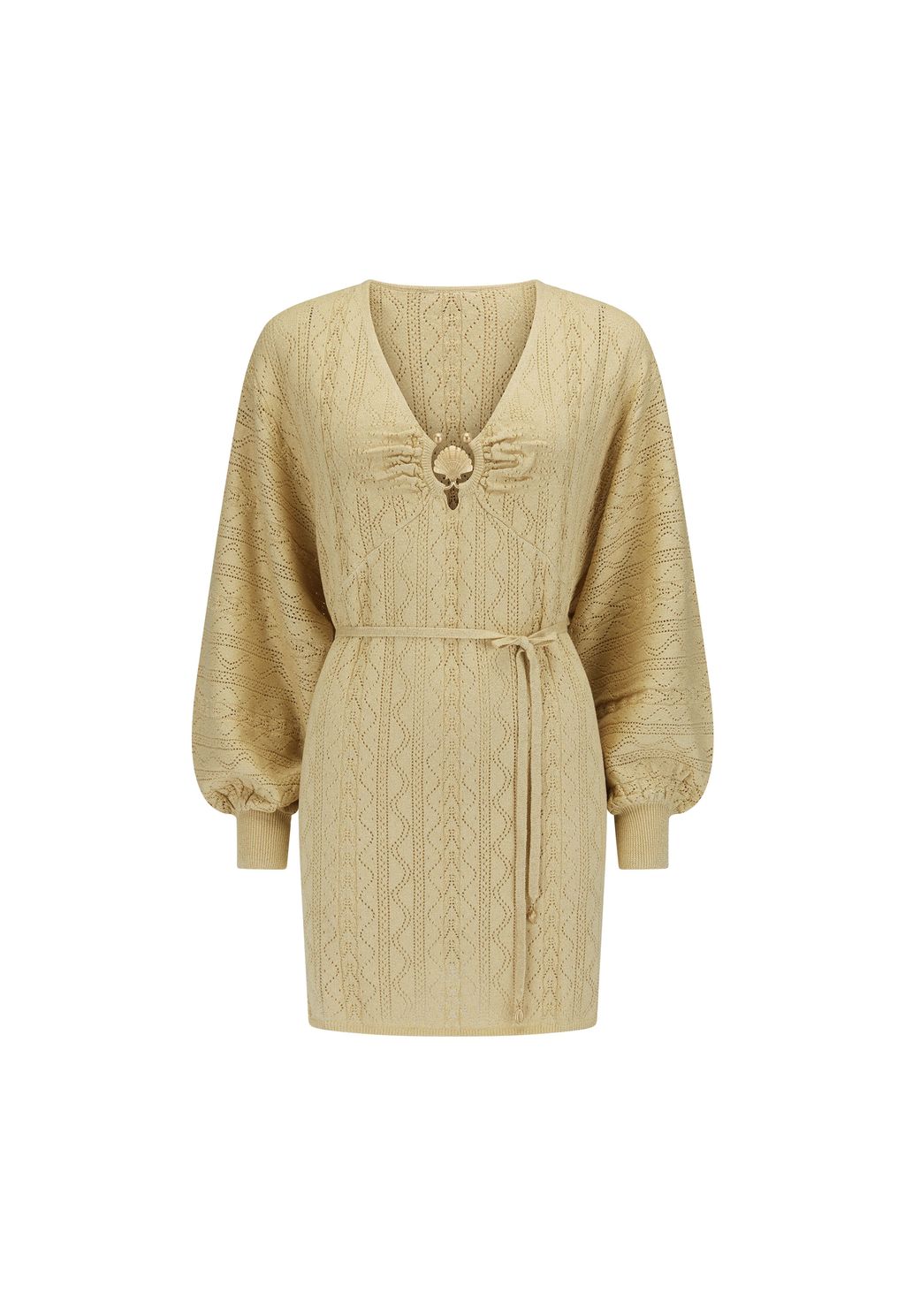 Elysian Collective Spell Moss Knit Mini Dress Gold