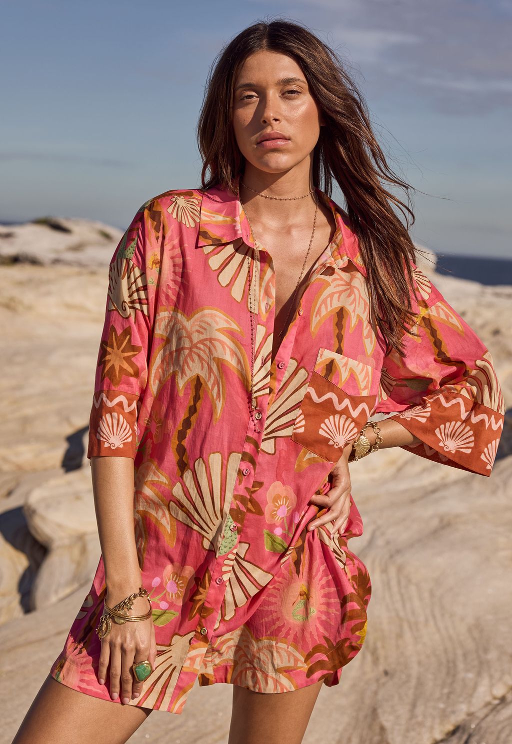 Elysian Collective Spell Oceana Shirt Coral