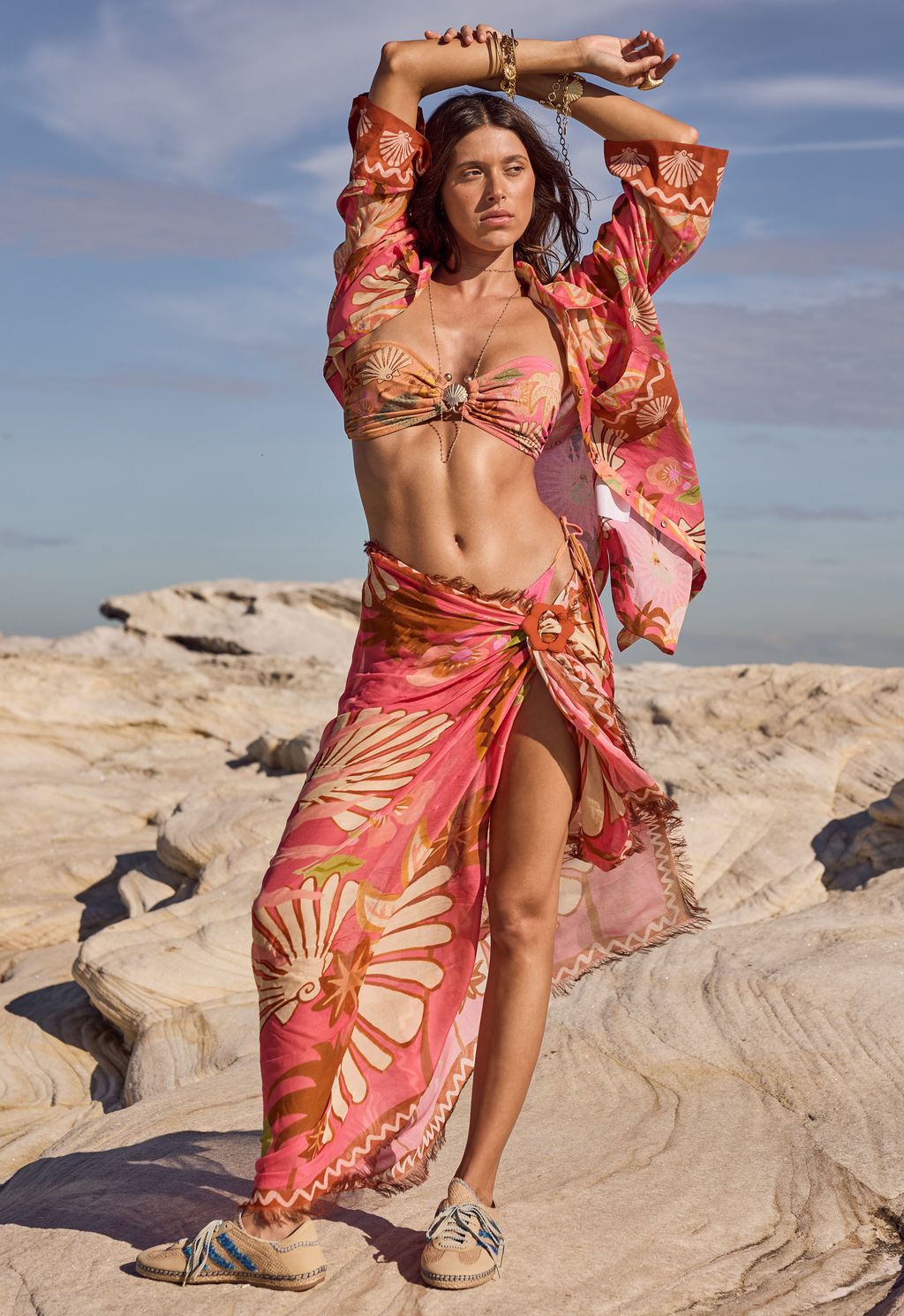 Elysian Collective Spell Oceana Travel Scarf Coral