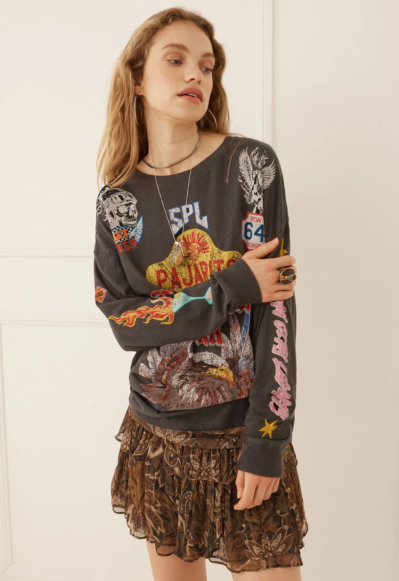 Elysian Collective Spell Pajarito Long Sleeve Tee Charcoal