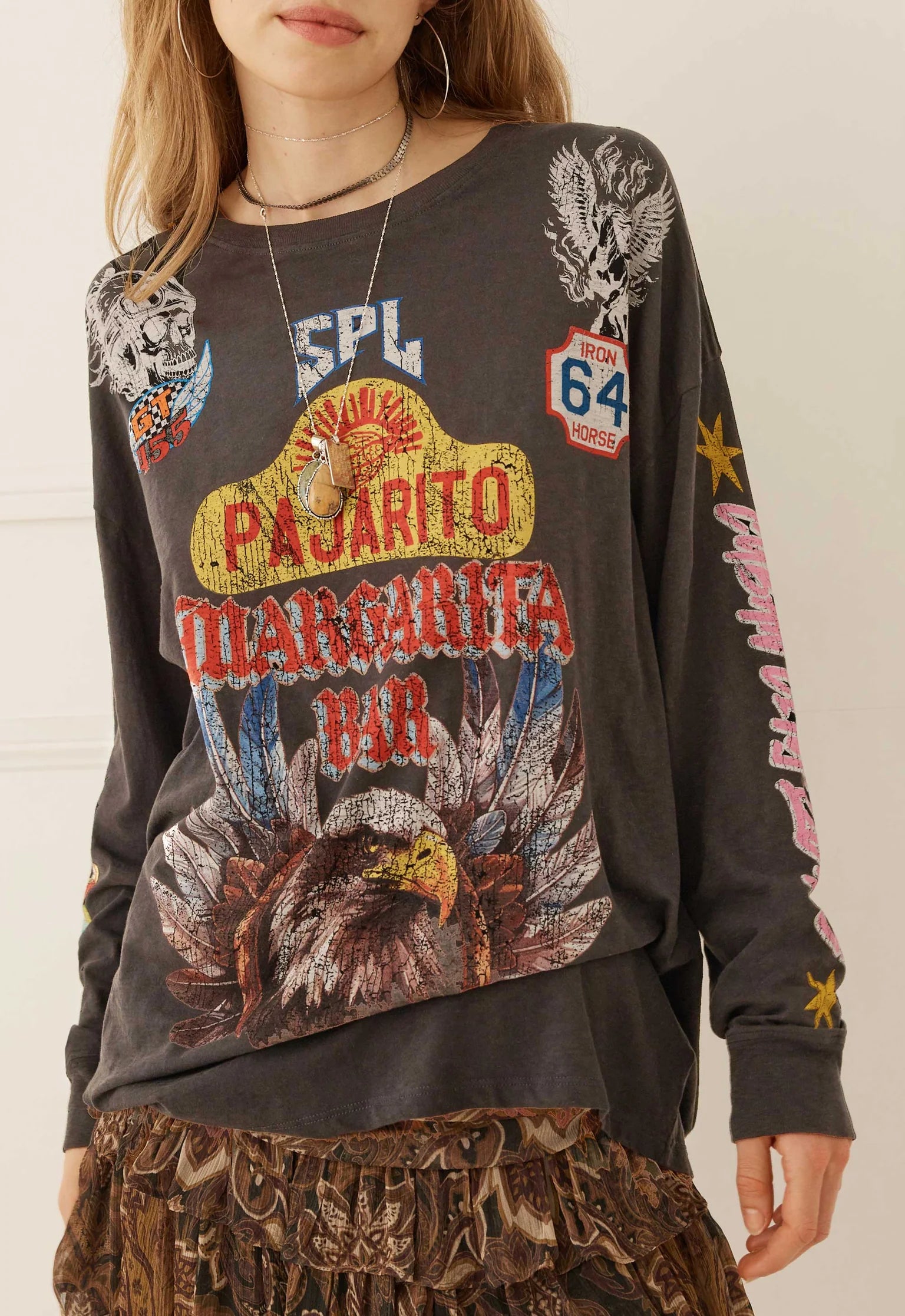 Elysian Collective Spell Pajarito Long Sleeve Tee Charcoal