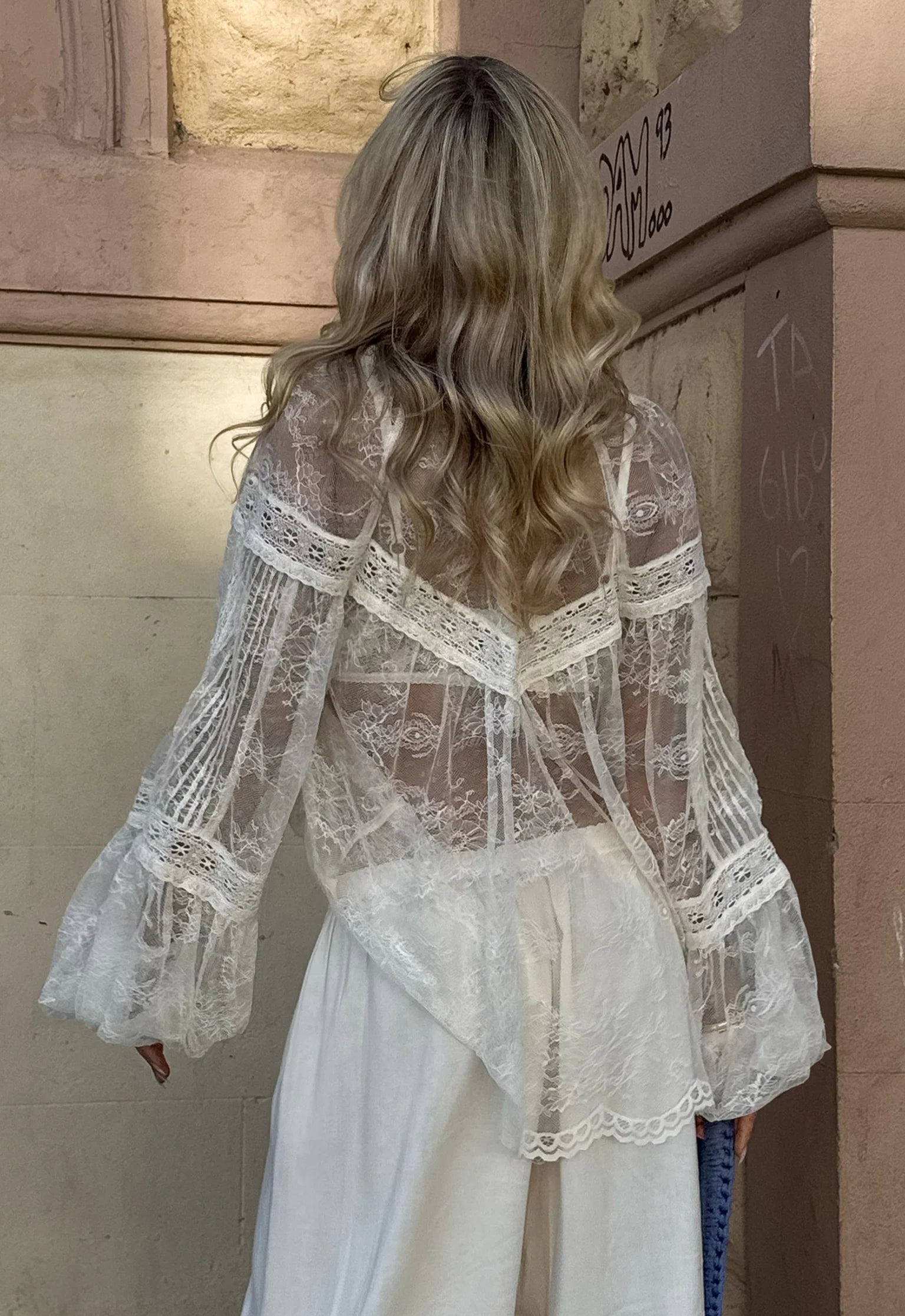 Elysian Collective Spell Teodora Lace Blouse Sea Salt