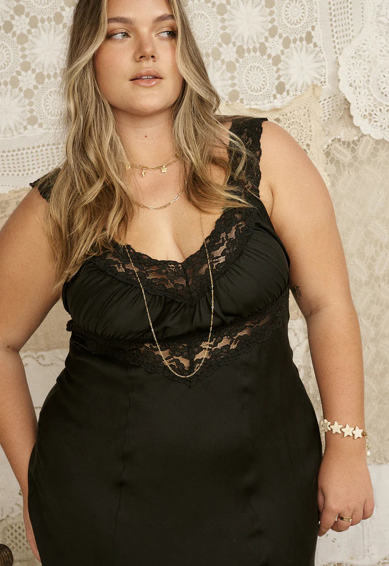 Elysian Collective Spell Vina Lace Slip Dress Midnight