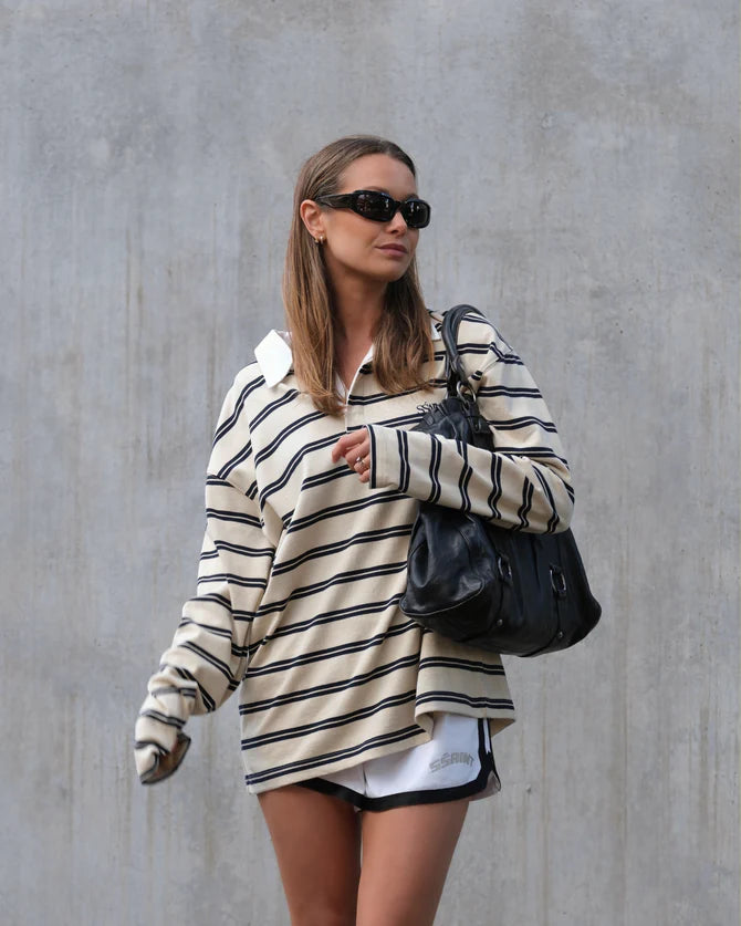 Elysian Collective Ssaint Ryder Rugby Polo Cream