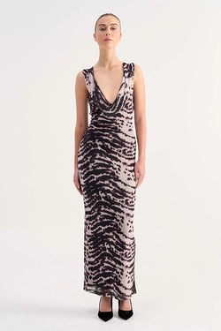 Elysian Collective Suboo Alexis Cowl Neck Maxi Dress Animal