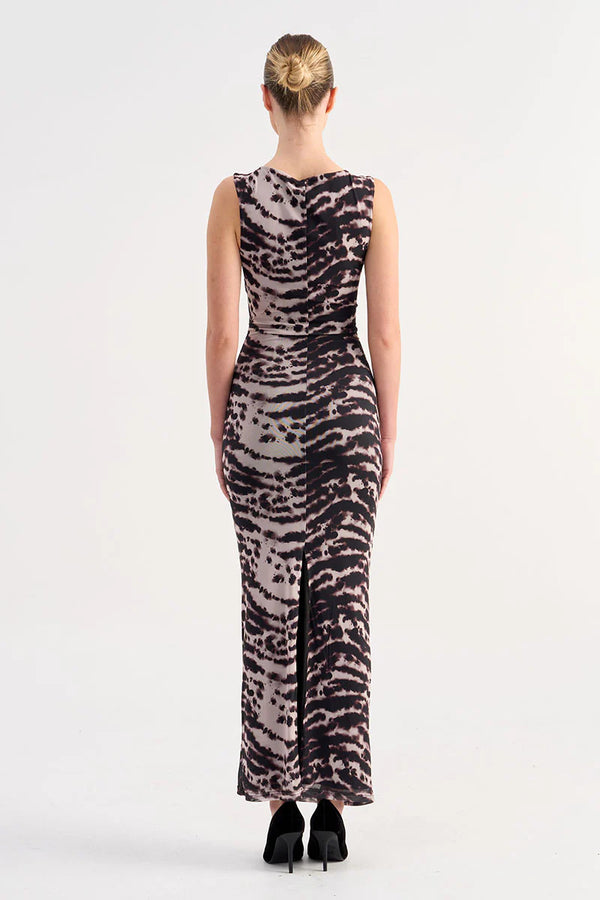 Elysian Collective Suboo Alexis Cowl Neck Maxi Dress Animal