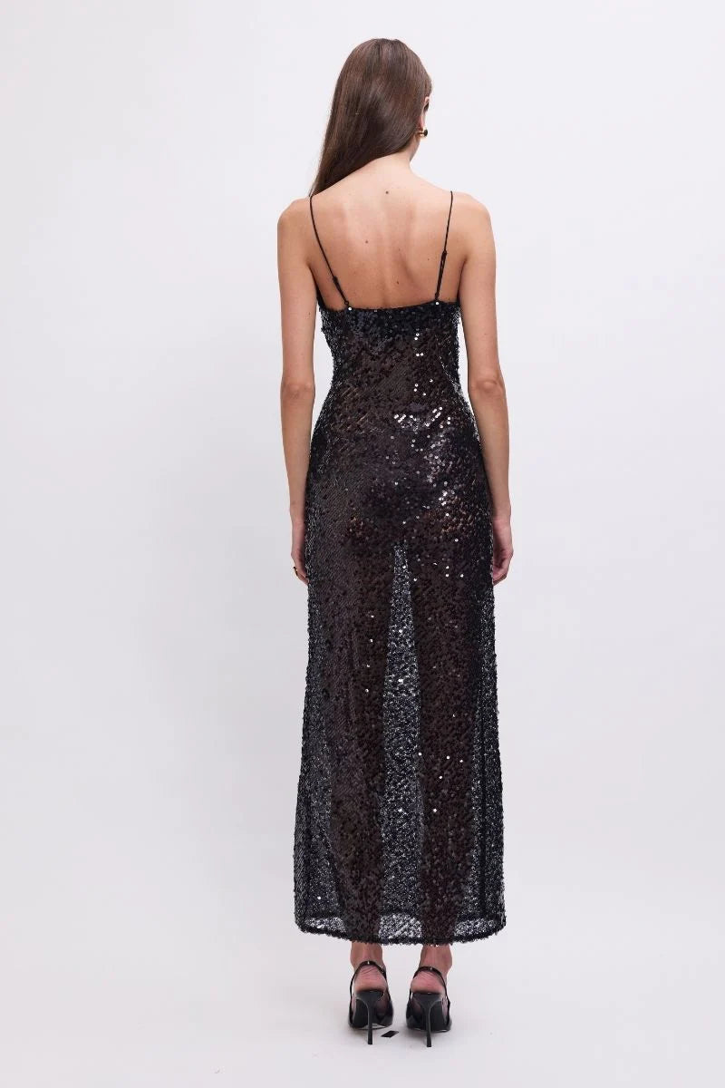 Elysian Collective Suboo Allure Sequin Maxi Dress Charcoal