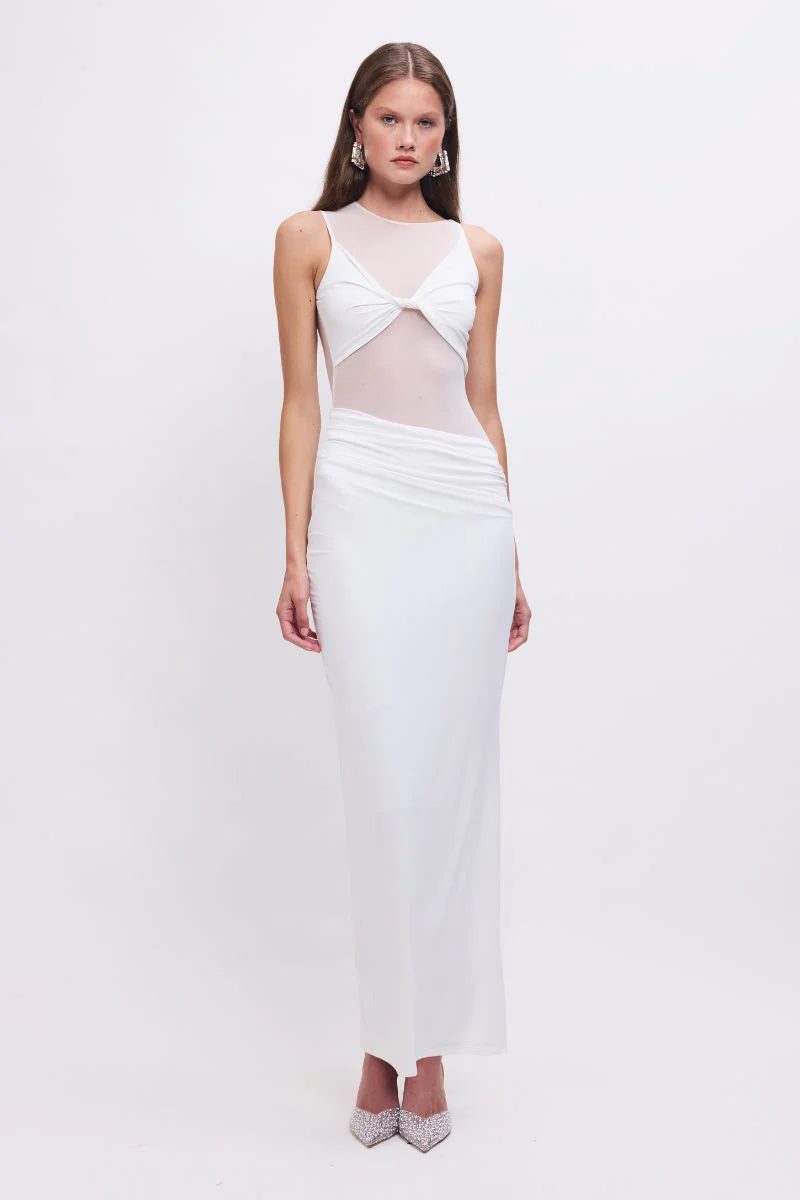 Elysian Collective Suboo Auguste Mesh Panel Maxi Dress White