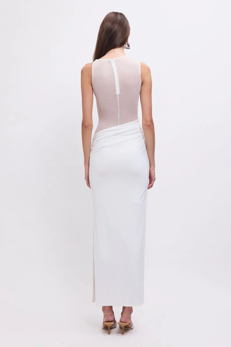 Elysian Collective Suboo Auguste Mesh Panel Maxi Dress White