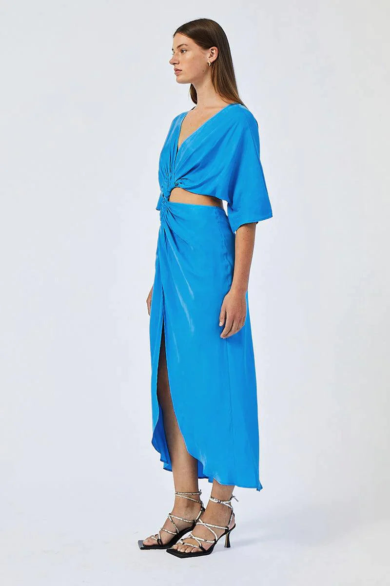 Elysian Collective Suboo Hannah Rouched Cross Over Midi Dress Lapis Blue