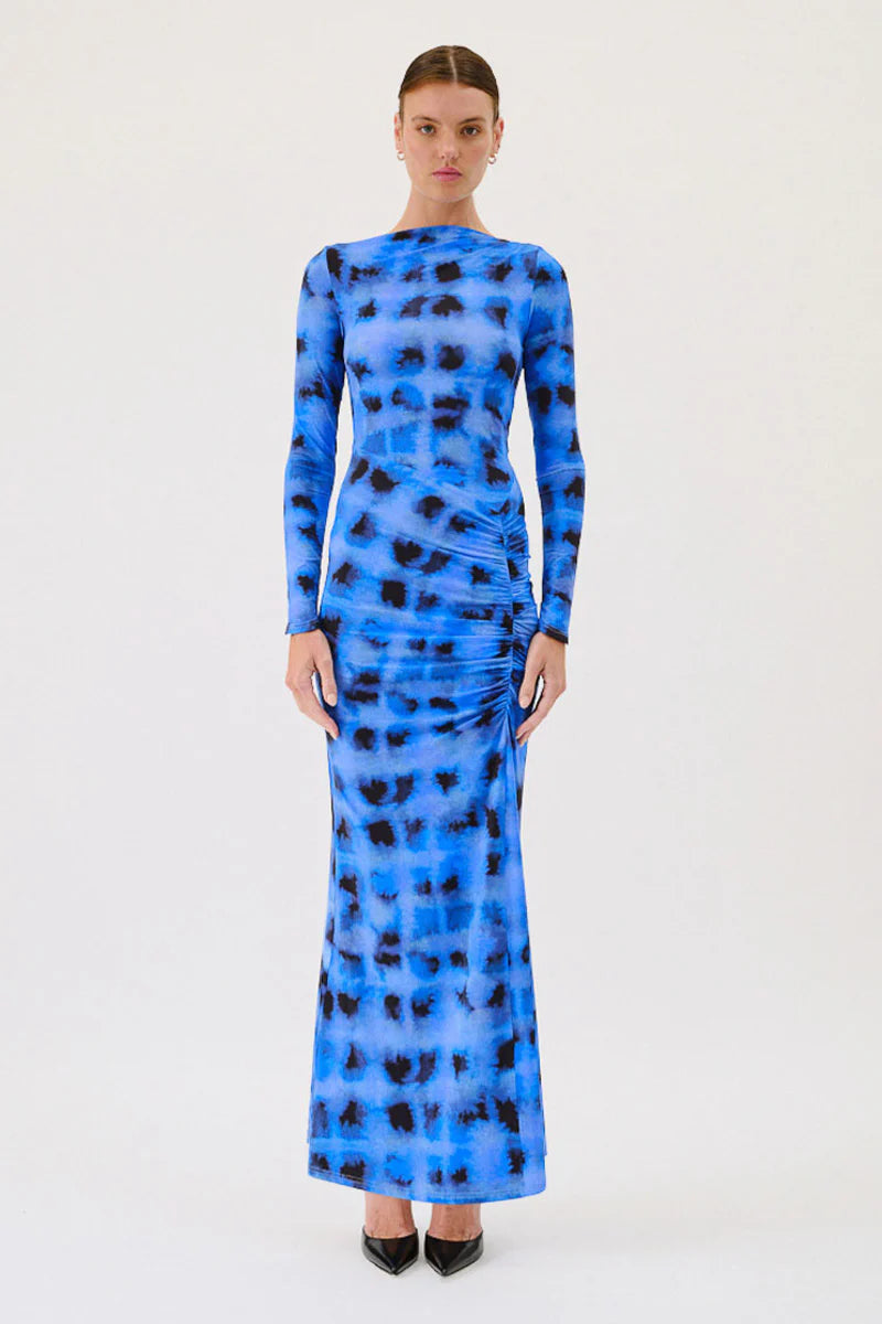 Elysian Collective Suboo Shibori Long Sleeve Rouched Maxi Dress