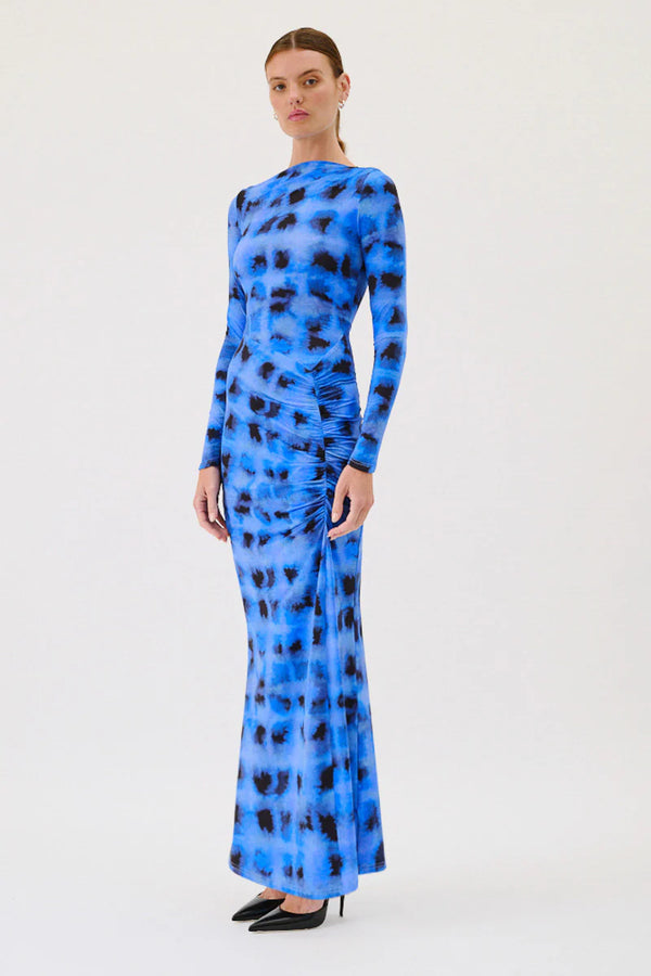 Elysian Collective Suboo Shibori Long Sleeve Rouched Maxi Dress