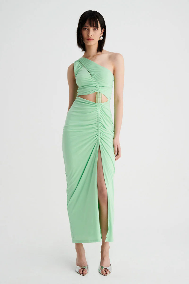 SUBOO - THETA ROUCHED MIDI DRESS (APPLE)