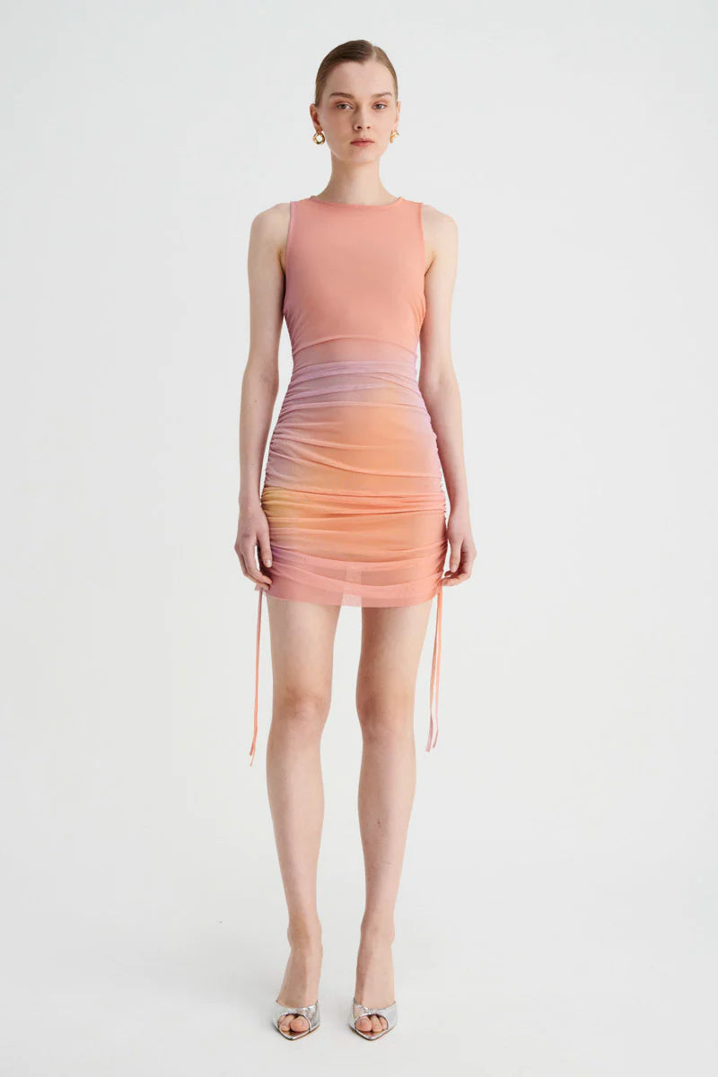 Elysian Collective Suboo Venus Mesh Rouched Mini Dress Ombre