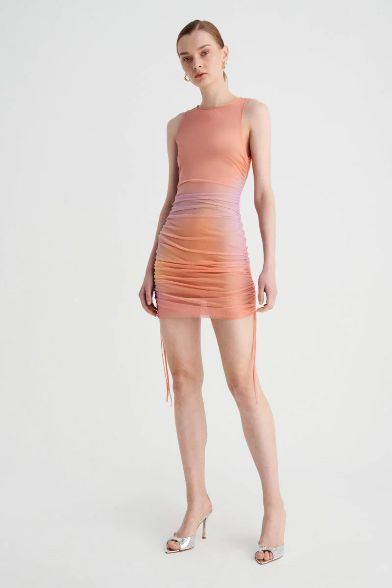 Elysian Collective Suboo Venus Mesh Rouched Mini Dress Ombre