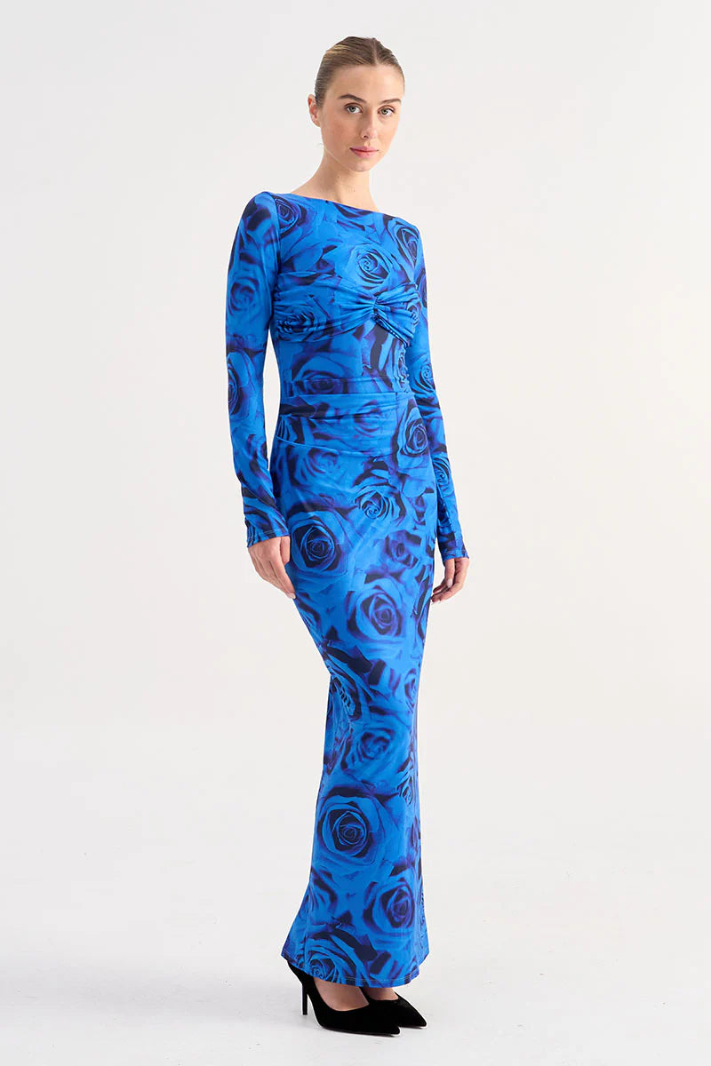 Elysian Collective Suboo Verona Long Sleeve Maxi Dress Blue Rose