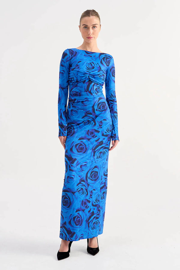 Elysian Collective Suboo Verona Long Sleeve Maxi Dress Blue Rose