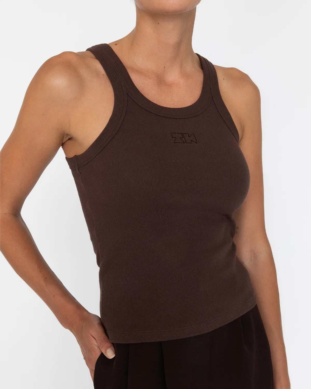 Elysian Collective Tekai Palm Beach Singlet Chocolate
