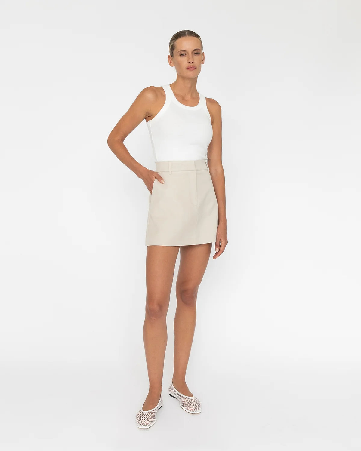 Elysian Collective Tekai Palm Beach Singlet White