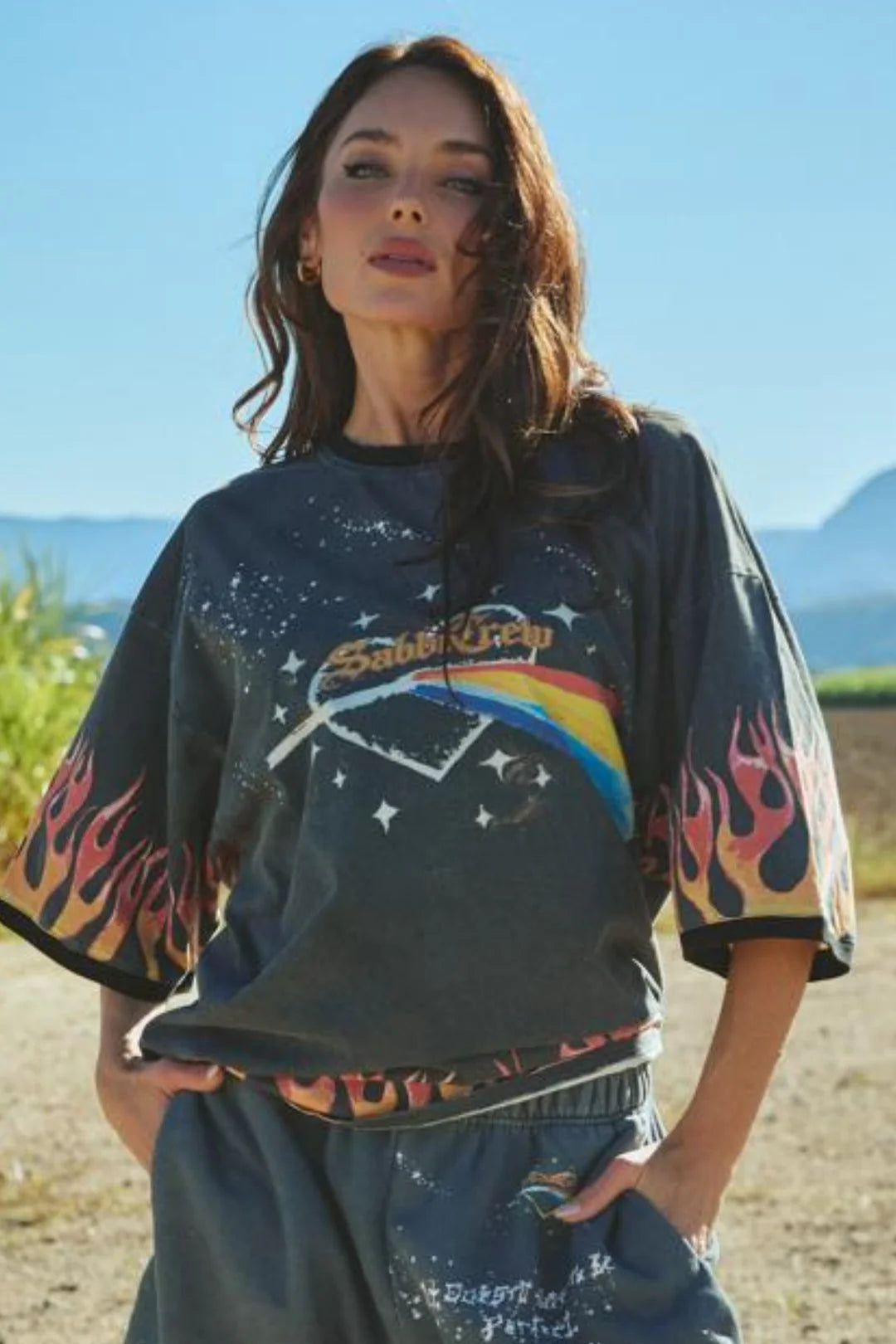 Elysian Collective The Very Oversized Flaming Prism Tee Black