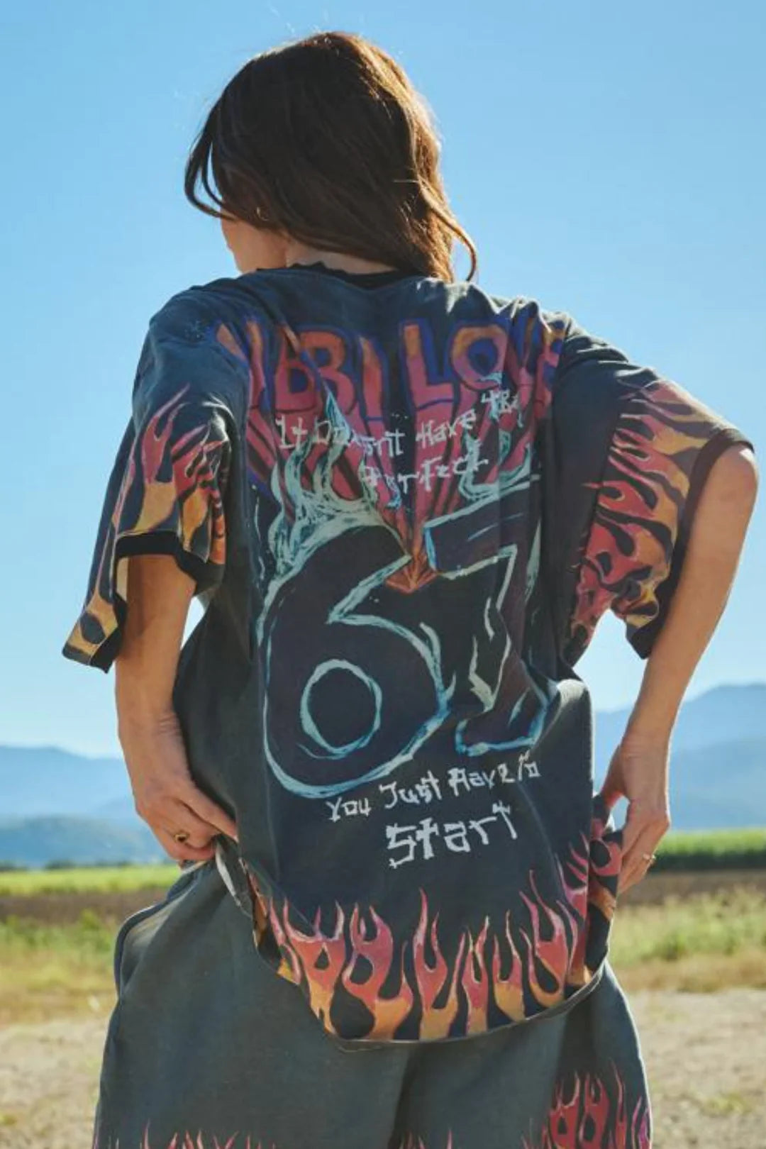 Elysian Collective The Very Oversized Flaming Prism Tee Black