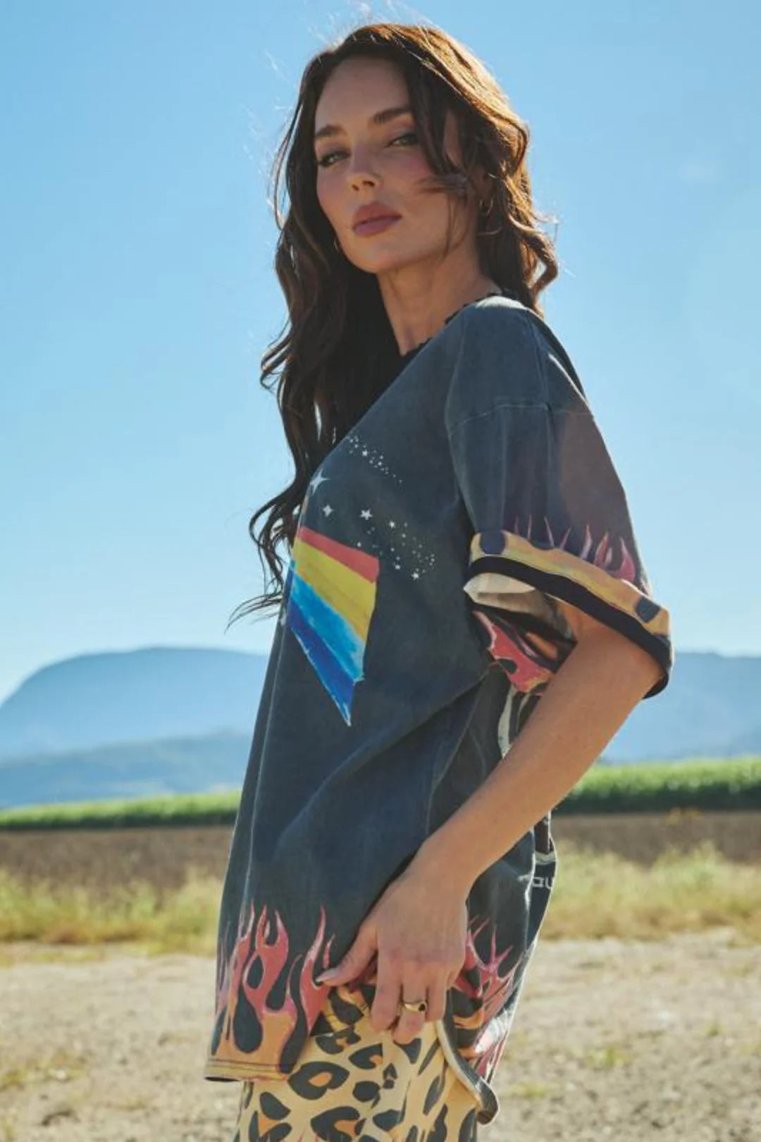 Elysian Collective The Very Oversized Flaming Prism Tee Black