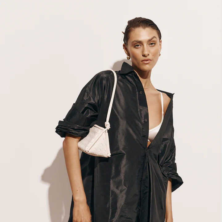 Elysian Collective Vestirsi Daniella Triangular Woven Shoulder Bag White