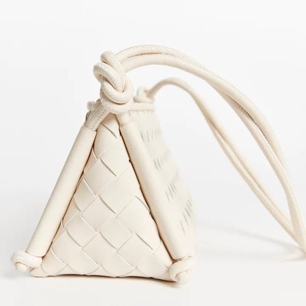 Elysian Collective Vestirsi Daniella Triangular Woven Shoulder Bag White